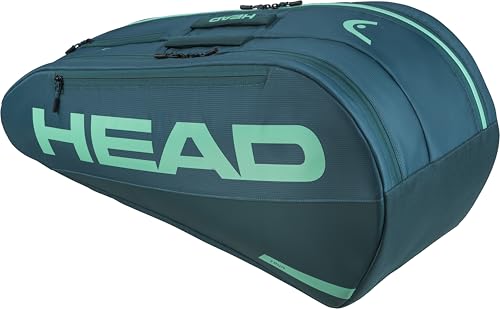 HEAD Tour Racquet Bag M (6R) Tennis Bag - Holds Up to 6 Racquets, CCT+ Climate Control Technology, 2 Main Compartments, Shoe Pocket & Backpack Carry System | 6 Racquet Capacity - color: Green