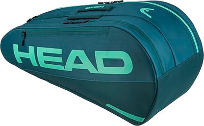HEAD Tour Racquet Bag M (6R) Tennis Bag - Holds Up to 6 Racquets, CCT+ Climate Control Technology, 2 Main Compartments, Shoe Pocket & Backpack Carry System | 6 Racquet Capacity - color: Green