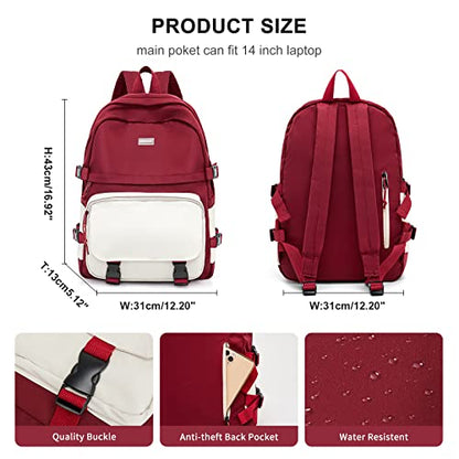 weradar Middle School Backpack For Teen Girls,Cute College Backpack For Women Men,Waterproof Travel Rucksack Casual Daypack,High School Bookbags Boy,Kawaii Students Bag(Red) - color: A2-red