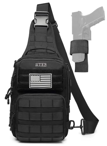 Tactical Sling Backpack With Holster Military Crossbody Bag for Men Single Shoulder Back Pack 10L - color: Black
