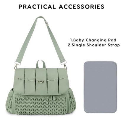 SONARIN Convertible Diaper Bag Backpack Waterproof Nappy Changing Bag Travel Mummy Bag with Changing Pad & Shoulder Strap(Green) - color: Green