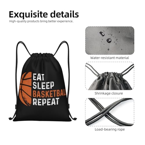 Gianlaima Eat Sleep Basketball Repeat Drawstring Bags Backpack Sport Gym Sack For Men Women - color: Black10