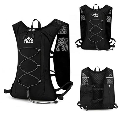 Running Hydration Vest for Men & Women, 180g Lightweight Breathable Hydration Pack with Water Bottle Snack Phone Pockets for Marathon Trail Running Hiking Cycling (No Water Bladder) - color: Black