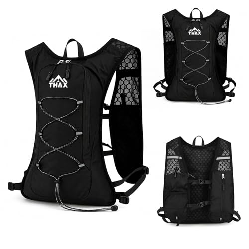 Running Hydration Vest for Men & Women, 180g Lightweight Breathable Hydration Pack with Water Bottle Snack Phone Pockets for Marathon Trail Running Hiking Cycling (No Water Bladder) - color: Black