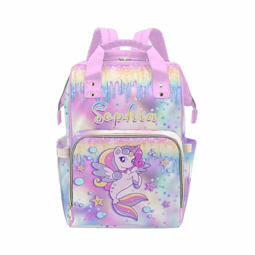 Newcos Custom Name Diaper Bag for Newborn Baby, Personalized Mommy Bags Diaper Backpack with Water Bottle, Customized Nursing Bags Monogram Tote for Mom Wife Women Baby Mothers Day Pink - color: Patten 17