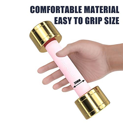 TECHNOAGE Round Dumbbell Sets with Steel Handle, Odorless Neoprene rubber Handle Cover - color: Pink
