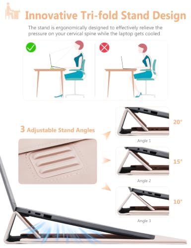 HYZUO 13 Inch Laptop Sleeve Case Bag with Adjustable Stand for MacBook Air 13 M5 A3449 M4 M3 M2 M1 2026-2018, 13" MacBook Neo 2026, MacBook Pro 13 M2 M1 2026-2016, Surface Pro, XPS 13, Apricot - color: Apricot, size: 13 Inch