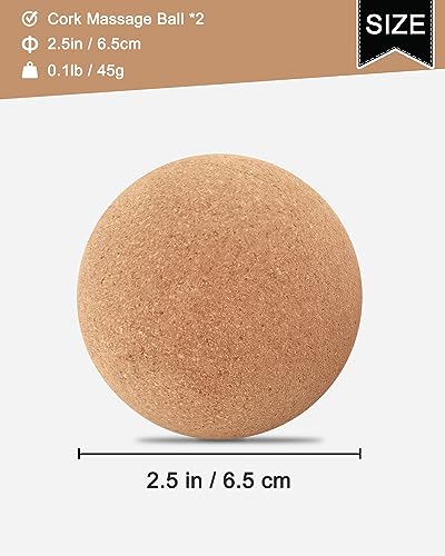 KITWILD Cork Massage Ball, High Density Fine Particles Massage Ball for Deep Tissue Muscle Massage, Myofascial Release, and Yoga Therapy, 2.5 Inch Lacrosse Ball - 2 Pack - style: 2 Pack (2.5'')