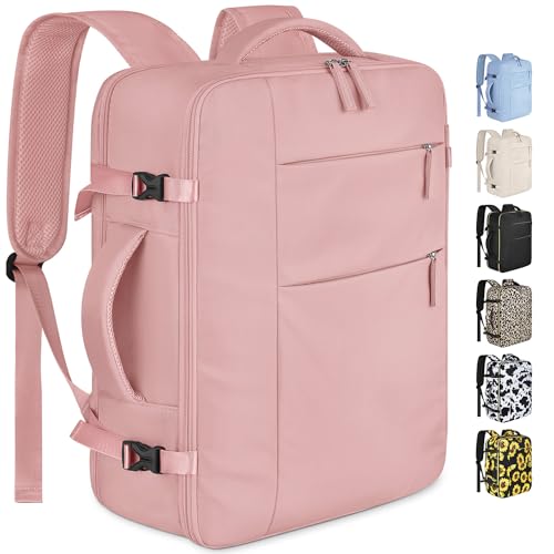 Capolo Travel Backpack for Women Men Waterproof Laptop Backpack Airlines Approved Carry On Backpack Bag Computer Bookbag for Business, Work, Traveling Fits 17 Inch Laptop(Pink) - color: Pink, size: 17 Inch
