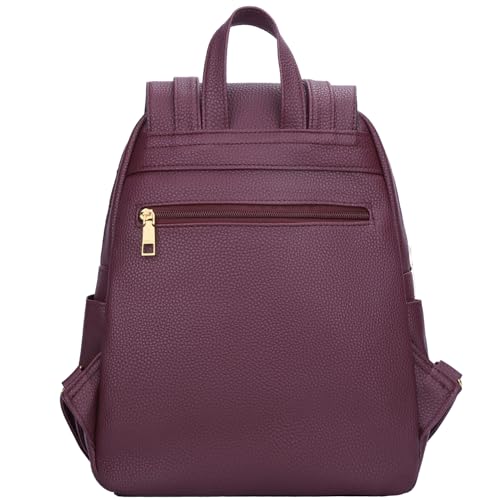 KKXIU Trendy Leather Backpack Purse for Women and Ladies Shoulder Travel Daypacks Bags (A-Wine) - color: A-wine, style: Backpack