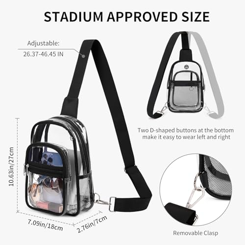 MOONBABY Clear Bag for Stadium Events, Clear Backpack Purse for Women Waterproof TPU Crossbody Fanny Pack | for Stadium Events - color: Transparent Black