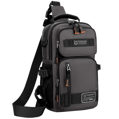 O-TBOST Crossbody Sling Backpack Sling Bag for Men Travel Hiking Chest Bag Daypack (Grey) - color: Grey