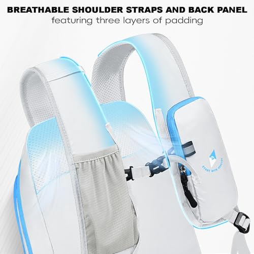 Seektop 15L Small Lightweight Hiking Backpack for Men Women Foldable Packable UltraLight Daypack for Travel Daily Outdoor - color: Blue White