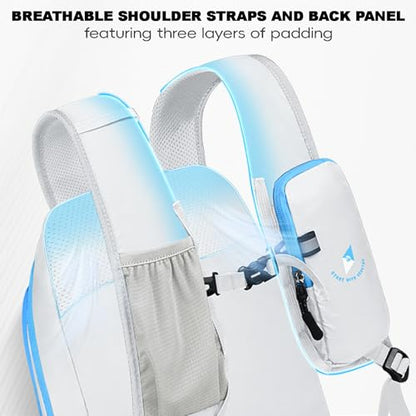 Seektop 15L Small Lightweight Hiking Backpack for Men Women Foldable Packable UltraLight Daypack for Travel Daily Outdoor - color: Blue White