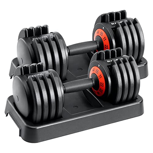 25/55 lbs Pair Adjustable Dumbbell Set, Adjust Dumbbell Weight for Exercises Pair Dumbbells for Men and Women in Home - color: 55lbs-Pair