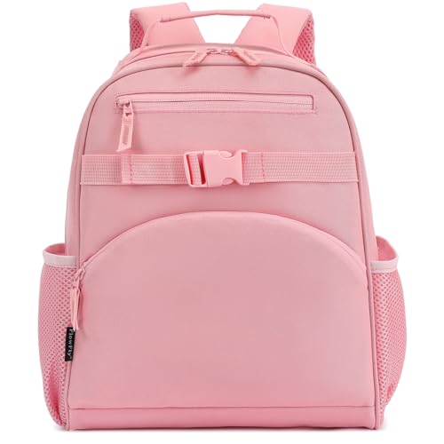 FlowFly Kids Backpack for Toddler Boys Girls, Simple Lightweight Bookbag for Daycare Kindergarten Elementary School Travel, Small Modern Bag (Medium 15''), Pink - color: Pink, style: Kids Medium: 12l