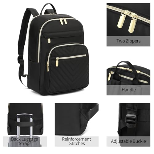 GAEKEAO Laptop Backpack Purse for Women 15.6 Inch Travel Computer Bags Fashion Casual Daypacks for Work College Business Black - color: Black