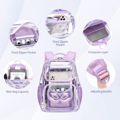 Cusangel Heavy Duty Clear Backpack Clear BookBag,16.5inch TPU Large Capacity See Through Backpack for Sport Events,Travel - color: Glasses 16.5in