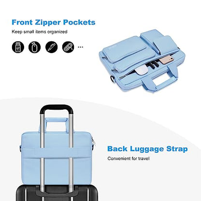 MOSISO Laptop Shoulder Bag 15.6 inch, 15-15.6 inch Computer Bag Compatible with MacBook Pro 16 inch, HP, Dell, Lenovo, Notebook with 2 Raised&1 Flapover&1 Horizontal Pocket&Handle&Belt, Airy Blue - color: Airy Blue, size: 16 inch
