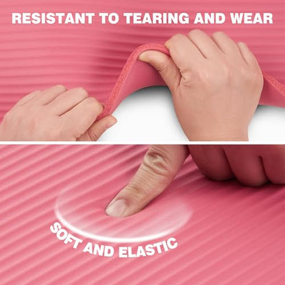 KEEP Extra Thick NBR Yoga Mat for Women & Men, 10mm Thick, 72”x24” Large Exercise Mat with Non-Slip Workout Mat for Yoga, Pilates, Stretching, Meditation – Wide & Cushioned Fitness Mat - color: pink