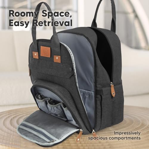 KeaBabies Diaper Bag Backpack - Large Baby Diaper Bag with Changing Pad, Baby Boy, Girl, Travel Backpack for Mom and Dad, Waterproof, Multi Function Durable (Charcoal) - color: Charcoal