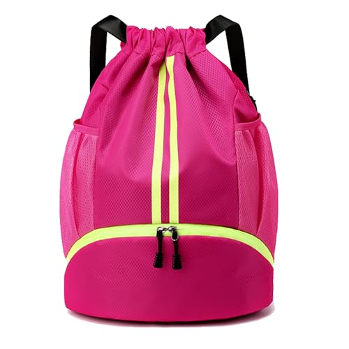JELUTAR Drawstring Backpack Gym Bag with Shoes Compartment for Soccer, Basketball, Swim, Water-Resistant String Backpack Beach Cinch for Women Men, Rose - color: Rose, size: Large
