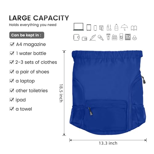 Valleycomfy Waterproof Drawstring Gym Backpack Bag for Men & Women,Sports Gym Bag with Side Pocket Blue - color: A-blue
