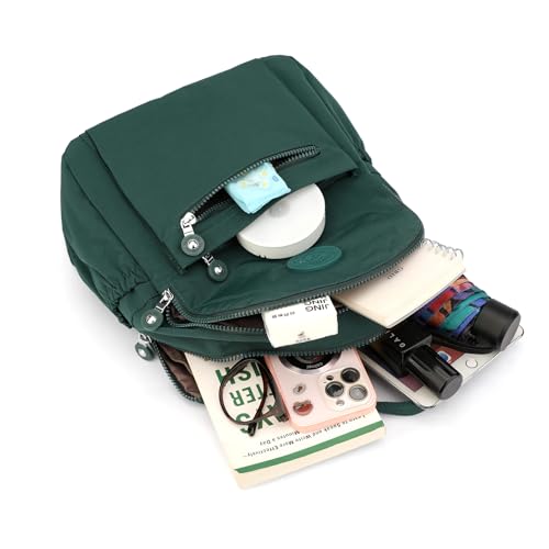 Tanweibago Mini Nylon Women Backpacks,11L Small Ladies backpacks Casual Lightweight Women Shopping Travel Daypack (Dark Green) - color: Dark Green