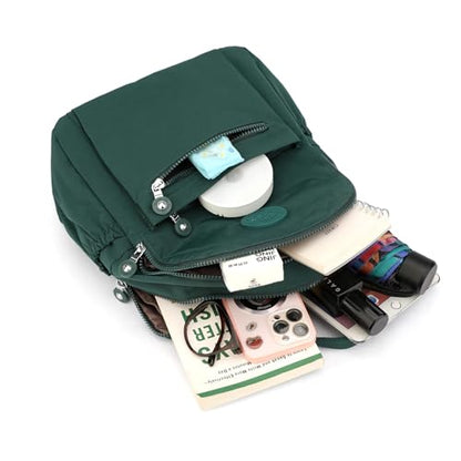 Tanweibago Mini Nylon Women Backpacks,11L Small Ladies backpacks Casual Lightweight Women Shopping Travel Daypack (Dark Green) - color: Dark Green