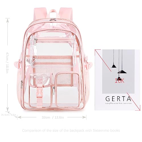 abshoo Large Clear Backpack For Girls Women School Bookbag Heavy Duty Transparent Backpack (Pink) - color: Pink