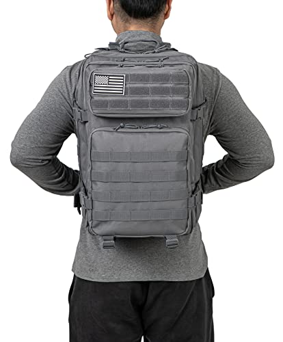 QT&QY 45L Military Tactical Backpacks Molle Army Assault Pack 3 Day Bug Out Bag Hiking Treeking Rucksack… - color: 3.0 Gray