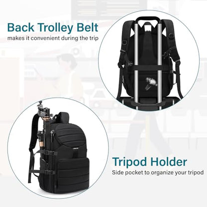 MOSISO Camera Backpack, DSLR/SLR/Mirrorless Camera Bag, Top Quick Access Photography Travel Backpack with 15-16 inch Laptop Compartment&Rain Cover, Camera Case Compatible with Canon/Nikon/Sony, Black