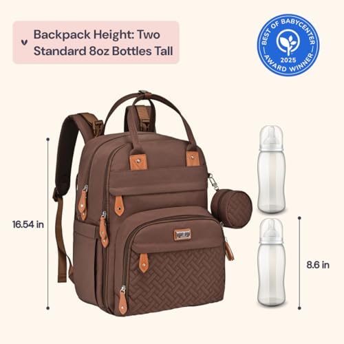 BabbleRoo Diaper Bag Backpack - Baby Essentials Travel Tote - Multi Function Water Resistant Diaper Bag, Travel Essentials Baby Bag with Changing Pad, Stroller Straps & Pacifier Case - Unisex, Brown - color: Coffee, size: Large