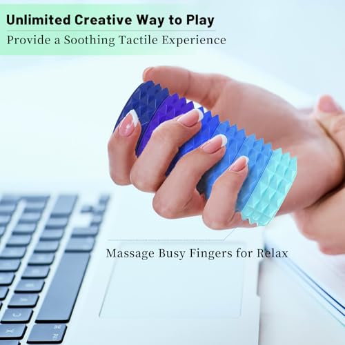 Fidget Toys Adults, 6 Pack Silicone Massage Roller Handheld for Stress Relief & Focus, Sensory Toys for Teens Kids with Autism ADHD Anxiety, Textured Quiet Fun Gift (Blue) - color: Blue