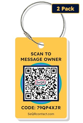 Smart Luggage Tags | Privacy QR Code Luggage Tag Keeps Personal info Private | Customizable Travel Suitcase Tags for Women Men | Use with GPS Bag Locator Tracking, Air Tag Android/iOS | Yellow, 2 Pack - color: Yellow