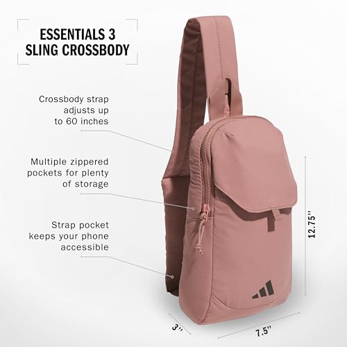 adidas Essentials 3 Crossbody – Sling Bag with Phone Pocket - color: Warm Clay Pink