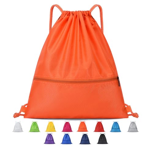 Drawstring Backpack Bag Sport Gym Sackpack-Large(Orange) - color: Orange