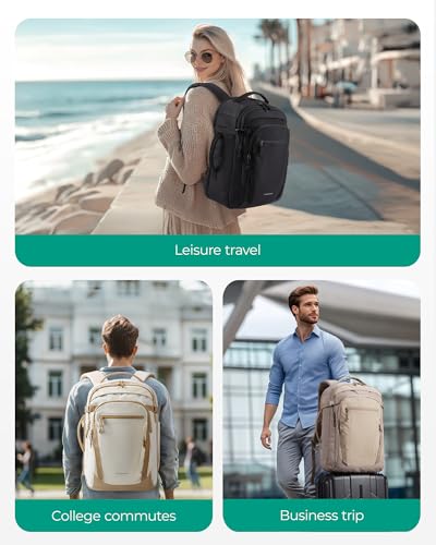 BAGSMART Travel Backpack for Men Women, Carry On Backpack Flight Approved TSA Friendly with USB Charging Hole Lightweight Weekender Bag Casual Daypack 17.3 Inch Laptop Business Work Backpack, Black - color: Black