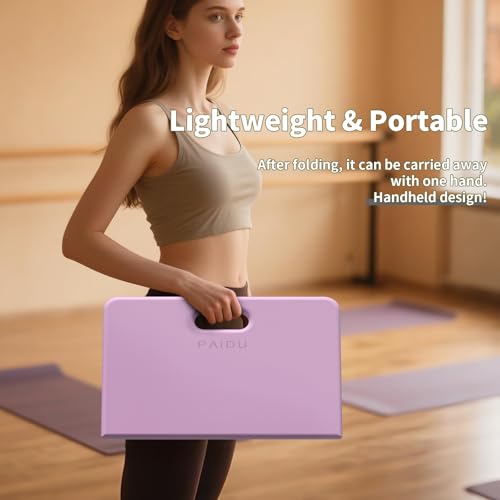 PAIDU Yoga Knee Pad - 1 Inch Thick with Extra Cushioning, Pain-Free for Knees, Elbows, Wrists and Back | Foldable and Multi-Functional, Suitable for Home Gym, Pilates, Plank, Abdominal Training Fitness Mat - color: Purple + Warm Grey