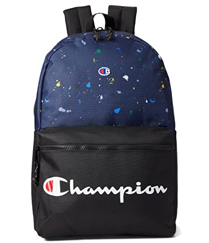 Champion Manuscript Backpack with Padded Adjustable Straps, Water Bottle Pocket for Work, Travel, Daily Use - color: Navy Combo