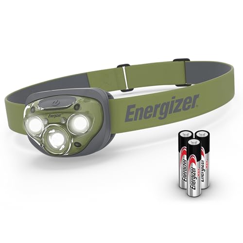 Energizer PRO-260 LED Headlamp, IPX4 Water Resistant Headlamps, High-Performance Head Light for Outdoors, Camping, Running, Storm, Survival LED Light for Emergencies (Batteries Included) - color: Forest Green, size: One size