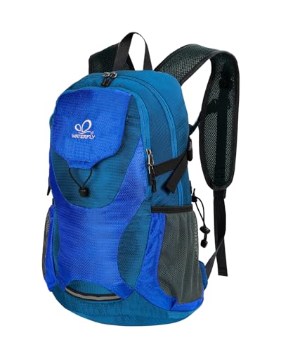 WATERFLY Lightweight Packable Hiking Backpack: 30L Foldable Travel Daypack Ultralight Camping Day Pack for Woman Man - color: Deep Blue