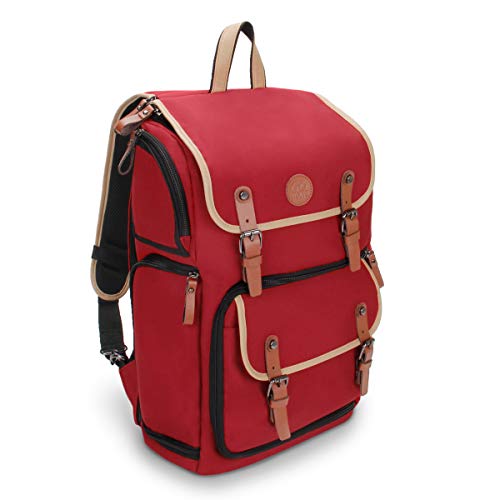 GOgroove Camera Backpack Bag Professional for DSLR/SLR/Mirrorless Photography Camera Case and Laptop with 15.6 inch Laptop Compartment, Tripod Holder, and Waterproof Rain Cover (Red) (Full-Size) - color: Red