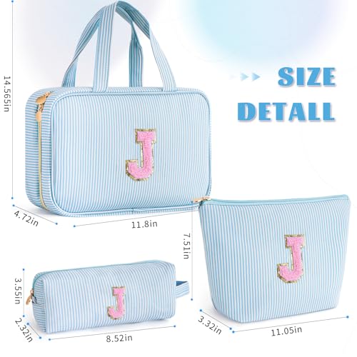 Gifts for Teen Girls Women - Personalized Toiletry Bag Initial Makeup Bag | Travel Cosmetic Bag | 8 9 10 11 12 13 14 15 16 Years Old Girl Gift Trendy Stuff - Blue J - color: Blue, style: J