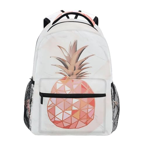 ALAZA Rose Gold Pineapple Pink Marble Backpack Purse for Teen Girls Women Kids Bookbags Laptop School Bag with Multiple Pockets - color: Pineapple