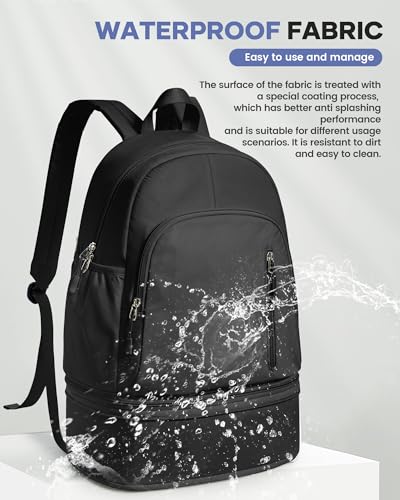 Gym Backpack for Women Men,Cheer bag,Lightweight Gym Bag with Shoe Compartment, Waterproof Sports Backpack with Wet Pocket, Black - color: A1-black