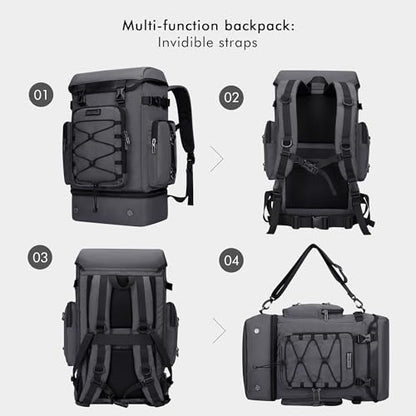 WITZMAN Travel Backpack for Men Women Carry on Bags for Airline Approved Convertible Duffle Luggage Backpack Shoe Compartment（B691 Silvery Grey） - color: Silvery Grey
