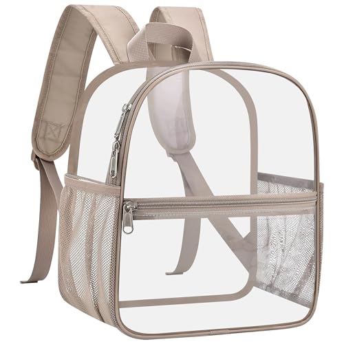 USPECLARE Clear Backpack for Stadium Approved 12×6×12, Water proof Clear Bag for Stadium Events and Concert Work Sport Event - color: Khaki, style: Small