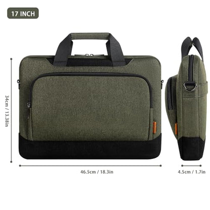 DOMISO Laptop Sleeve Case Large Capacity Shoulder Bag Compatible with 17-17.3 inch Dell XPS/HP Gaming Pavilion 17 / Chromebook 317, Dark Green - color: Dark Green, size: 17 - 17.3 Inch