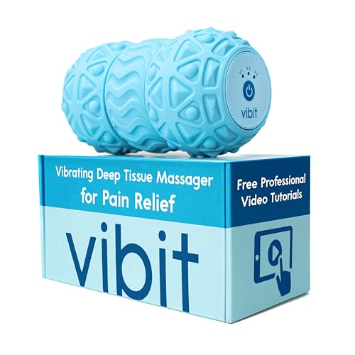 Vibit - Vibrating Massager for Plantar Fasciitis, Pain Relief and Sciatica, Foot and Body Portable Massage Roller, Deep Tissue Pain Relief from Feet to Neck, Electric, 3 Vibration Levels (New Blue) - color: New Blue